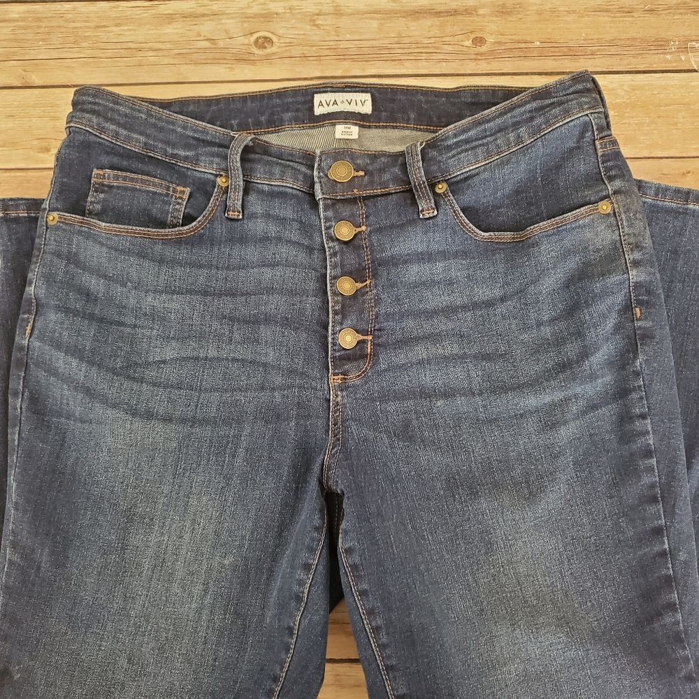 Ava & Viv button up dark blue jeans